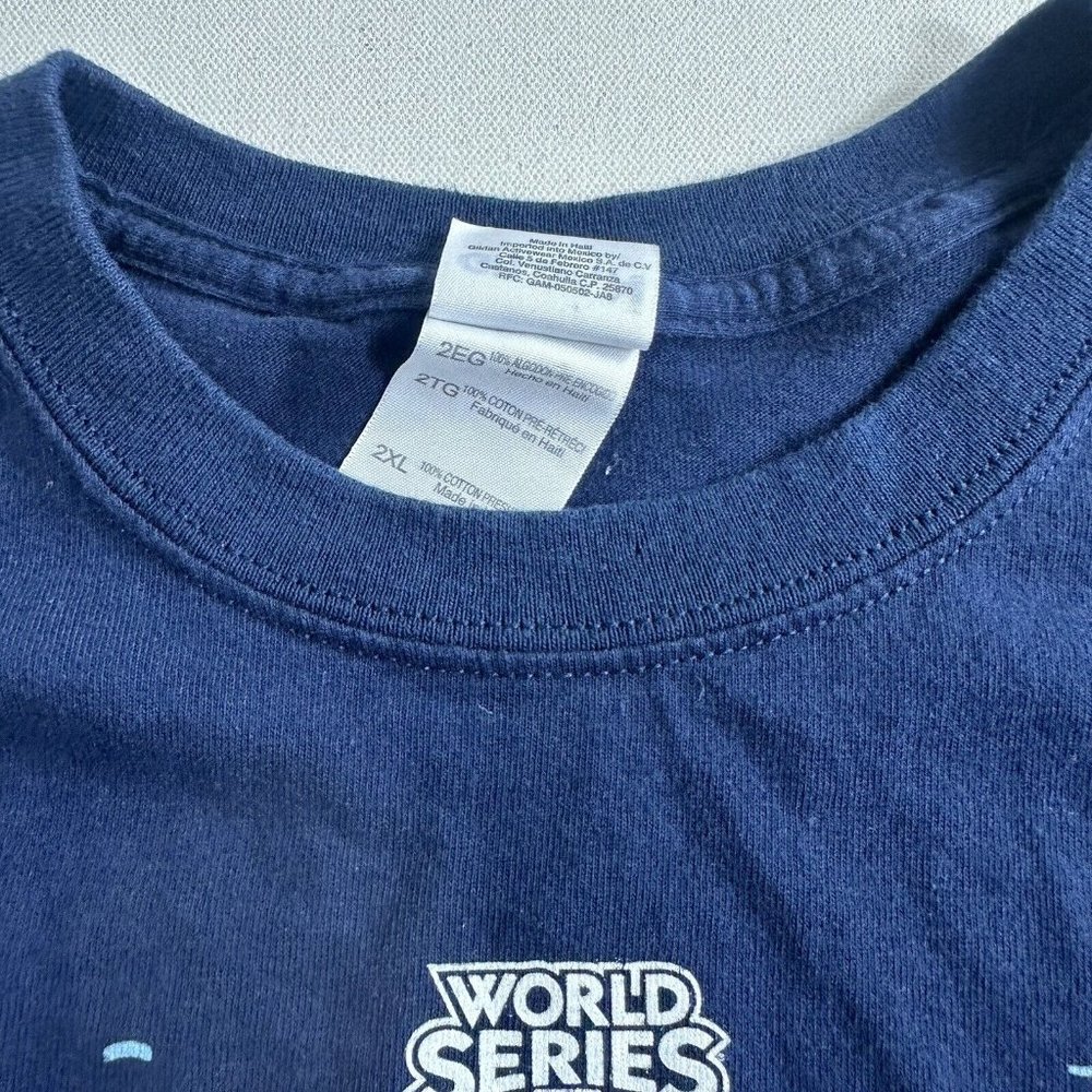 New York Yankees 2009 World Series Champions Graphic T Shirt Mens Size 2XL Blue - Picture 6 of 10